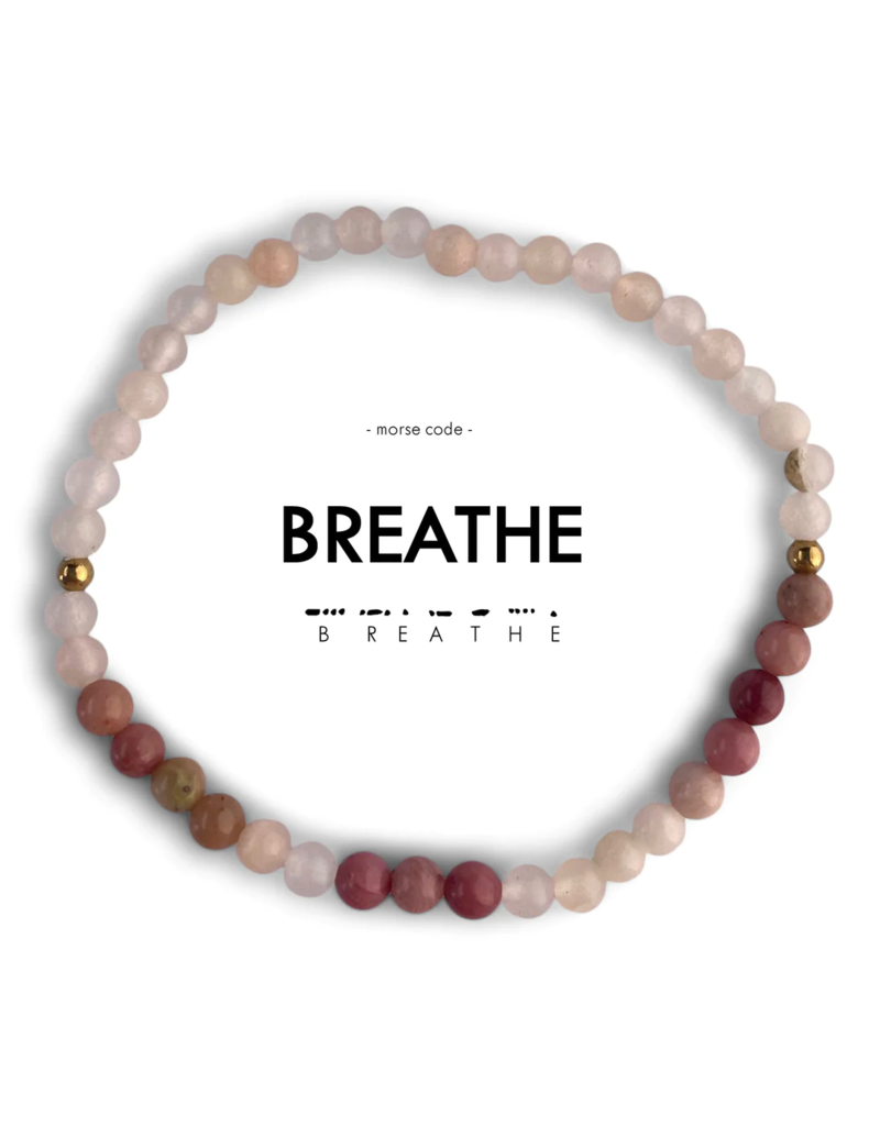 ETHIC GOODS Breathe Morse Code Bracelet - Mauve Quartz & Pink Aventurine