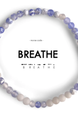 ETHIC GOODS Breathe Morse Code Bracelet - Lacy Blue Agate & Frosted White Quartz