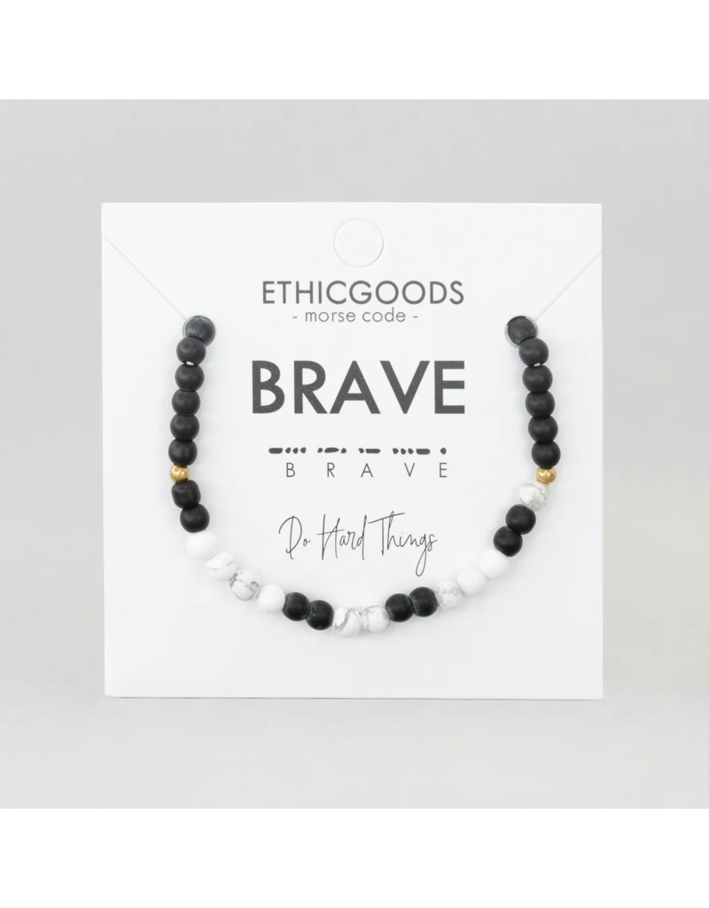 ETHIC GOODS Brave Morse Code Bracelet - Onyx & Howlite