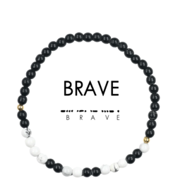 ETHIC GOODS Brave Morse Code Bracelet - Onyx & Howlite