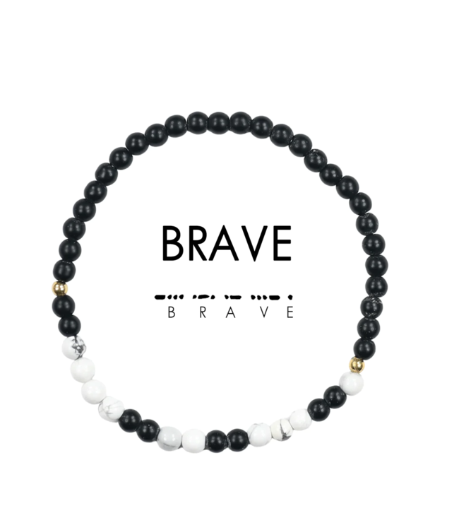 Brave Morse Code Bracelet - Onyx & Howlite