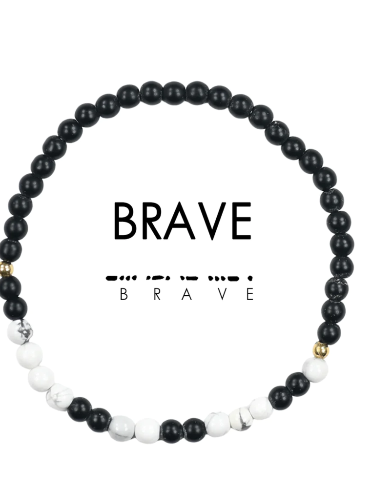 ETHIC GOODS Brave Morse Code Bracelet - Onyx & Howlite