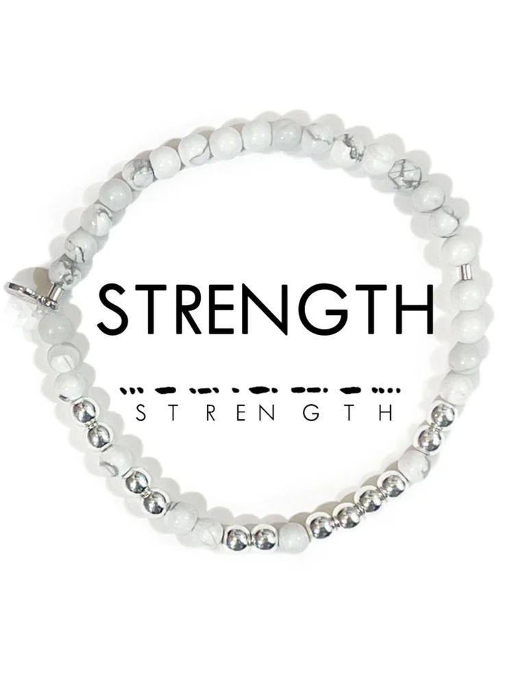 ETHIC GOODS Strength Morse Code Bracelet - Howlite & Silver