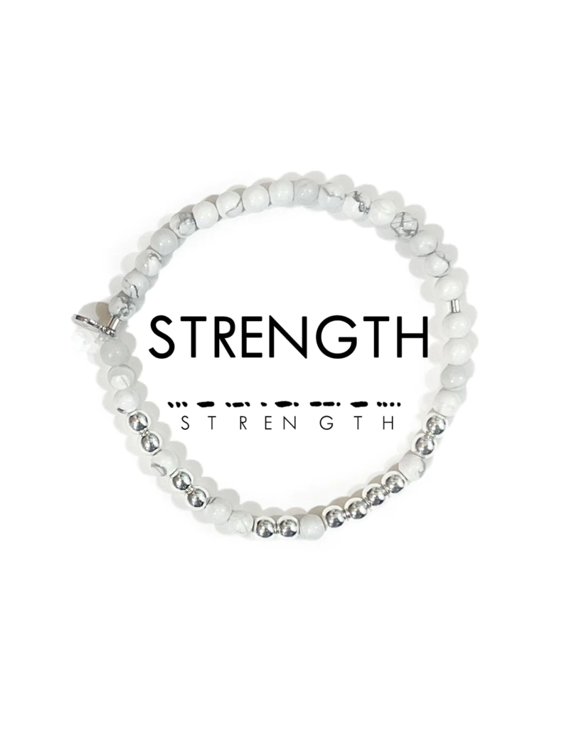 ETHIC GOODS Strength Morse Code Bracelet - Howlite & Silver