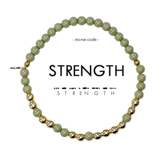 ETHIC GOODS Strength Morse Code Bracelet - Army Green & Gold