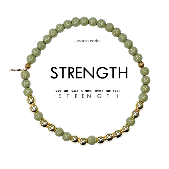 Strength Morse Code Bracelet - Army Green & Gold