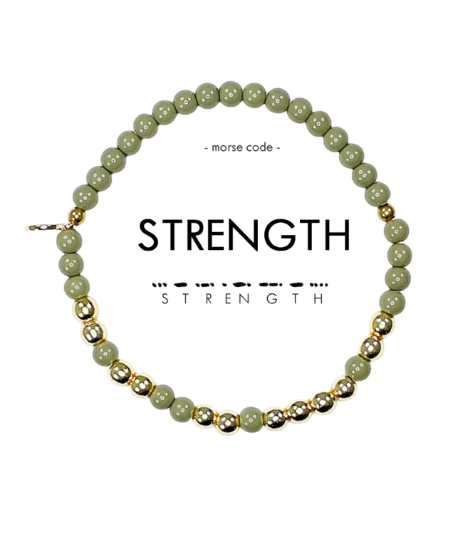 Strength Morse Code Bracelet - Army Green & Gold