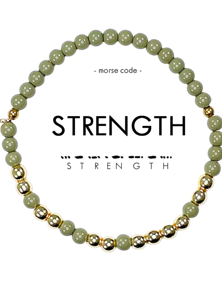ETHIC GOODS Strength Morse Code Bracelet - Army Green & Gold