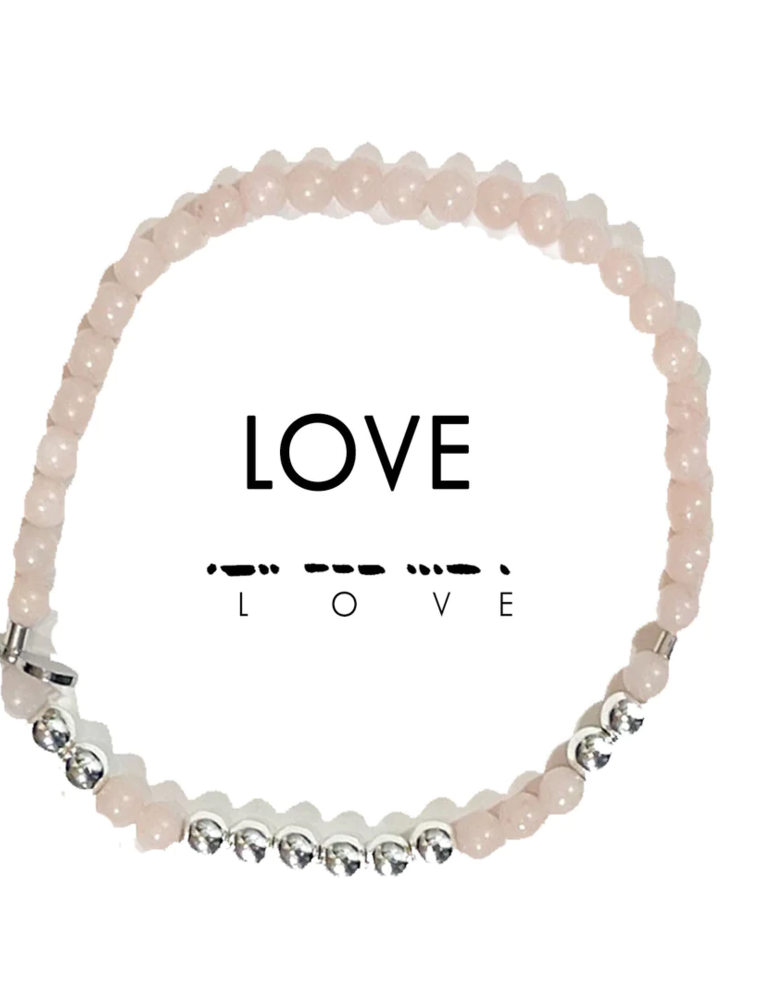 ETHIC GOODS Strength Morse Code Bracelet - Glassy Pink & Silver