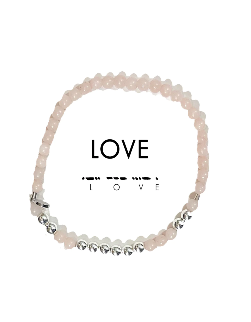 ETHIC GOODS Strength Morse Code Bracelet - Glassy Pink & Silver
