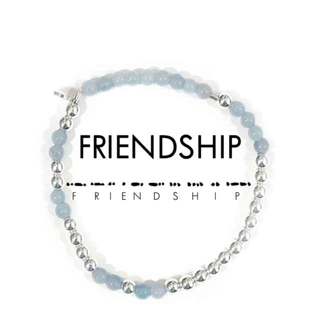 Friendship Morse Code Bracelet - Silver & Cloudy Blue