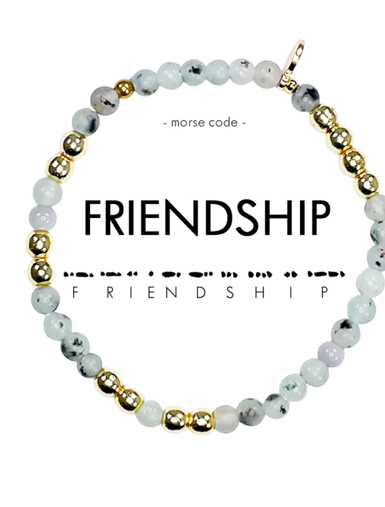 ETHIC GOODS Friendship Morse Code Bracelet - Jasper & Gold