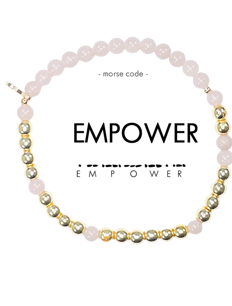 ETHIC GOODS Empower Morse Code Bracelet - Glassy Pink & Gold