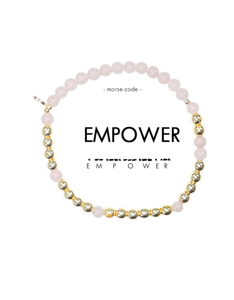 ETHIC GOODS Empower Morse Code Bracelet - Glassy Pink & Gold