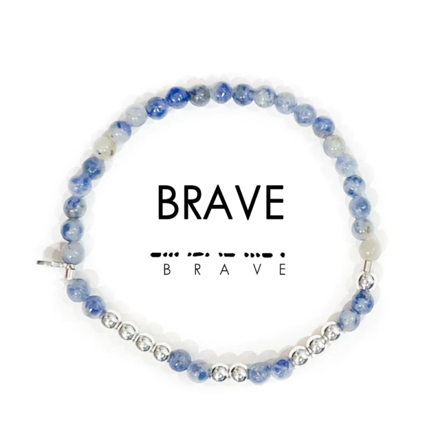 Brave Morse Code Bracelet - Lapis & Silver