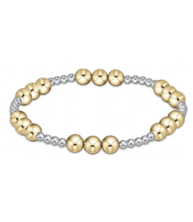 Classic Joy Pattern 6mm Bead Bracelet - Mixed Metal