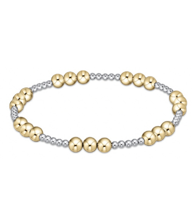 Classic Joy Pattern 5mm Bead Bracelet - Mixed Metal