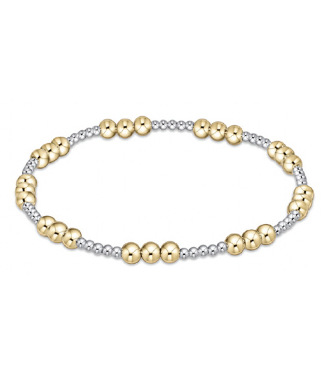 Classic Joy Pattern 4mm Bead Bracelet - Mixed Metal