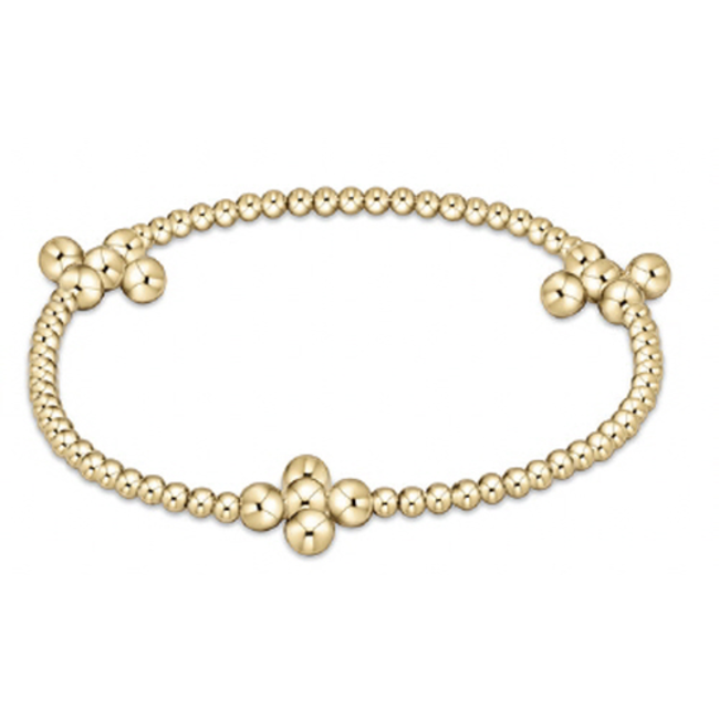 Signature Cross Pattern 2.5mm Bead Bracelet - Gold