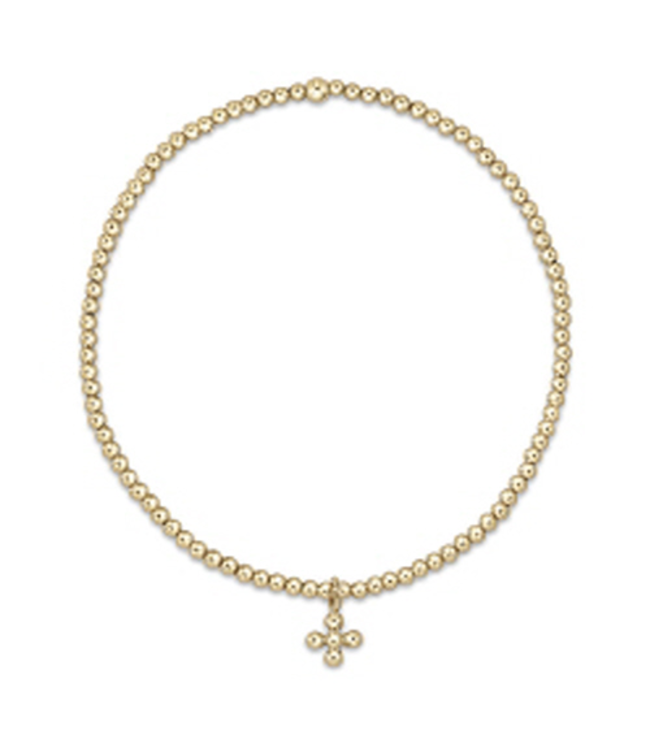 Classic 2mm Bead Bracelet - Gold Beaded Signature Cross Charm