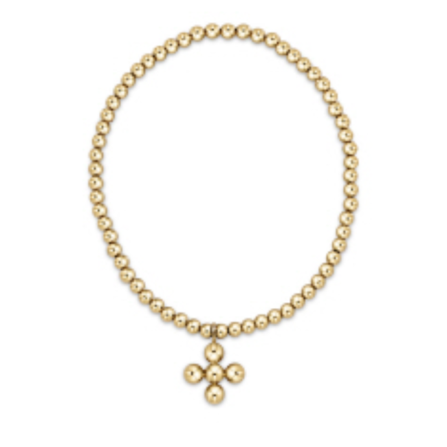 Classic 3mm Bead Bracelet - Gold 4mm Beaded Signature Cross Charm