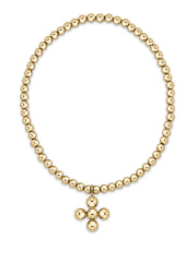 ENEWTON DESIGN Classic 3mm Bead Bracelet - Gold 4mm Beaded Signature Cross Charm