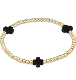 ENEWTON DESIGN Signature Cross Gold Pattern 3mm Bead Bracelet - Onyx