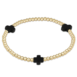 ENEWTON DESIGN Signature Cross Gold Pattern 3mm Bead Bracelet - Onyx