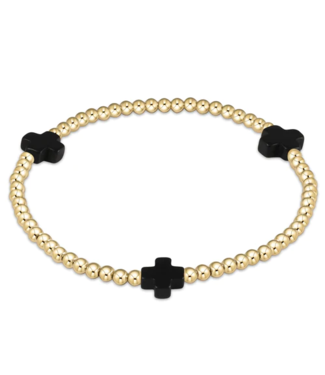 ENEWTON DESIGN Signature Cross Gold Pattern 3mm Bead Bracelet - Onyx