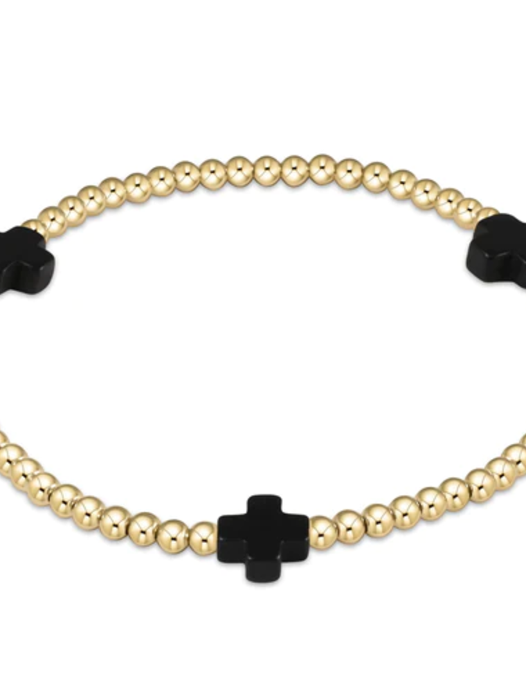 ENEWTON DESIGN Signature Cross Gold Pattern 3mm Bead Bracelet - Onyx
