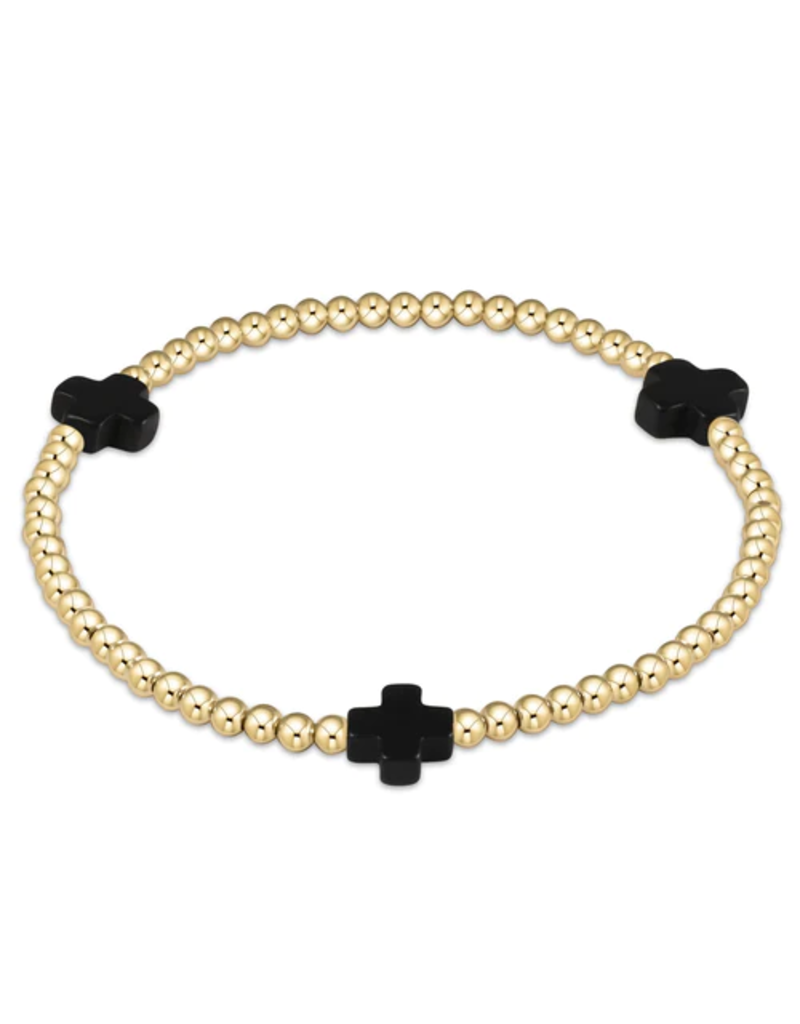 ENEWTON DESIGN Signature Cross Gold Pattern 3mm Bead Bracelet - Onyx