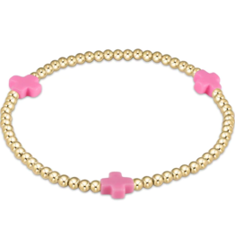 ENEWTON DESIGN Signature Cross Gold Pattern 3mm Bead Bracelet - Bright Pink