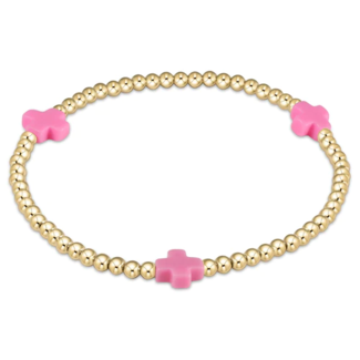 ENEWTON DESIGN Signature Cross Gold Pattern 3mm Bead Bracelet - Bright Pink