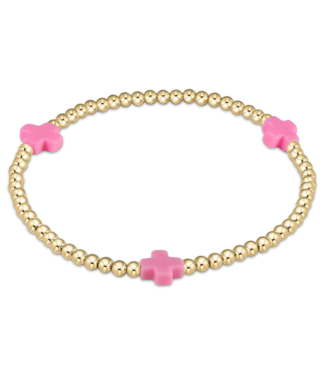 ENEWTON DESIGN Signature Cross Gold Pattern 3mm Bead Bracelet - Bright Pink