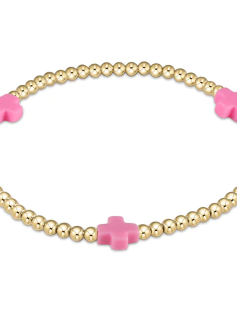ENEWTON DESIGN Signature Cross Gold Pattern 3mm Bead Bracelet - Bright Pink