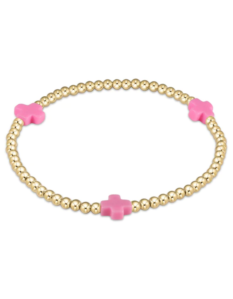 ENEWTON DESIGN Signature Cross Gold Pattern 3mm Bead Bracelet - Bright Pink