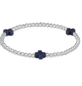 ENEWTON DESIGN Signature Cross Sterling Silver Pattern 3mm Bead Bracelet - Navy