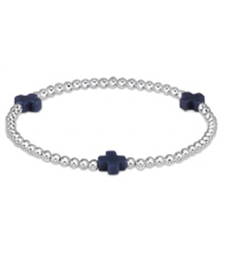 ENEWTON DESIGN Signature Cross Sterling Silver Pattern 3mm Bead Bracelet - Navy