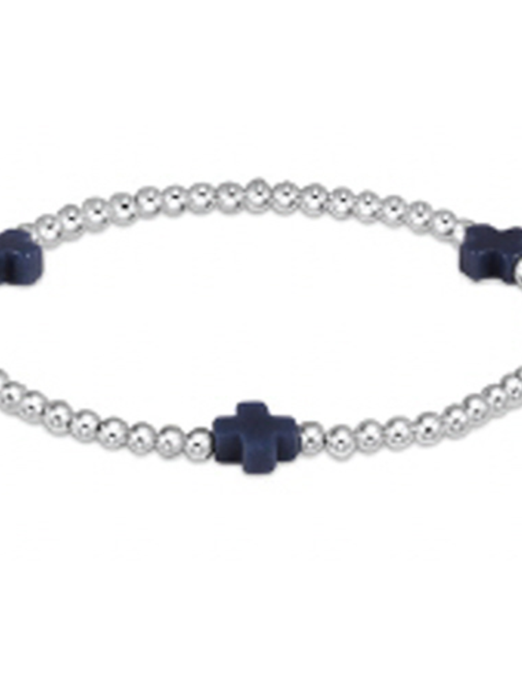 ENEWTON DESIGN Signature Cross Sterling Silver Pattern 3mm Bead Bracelet - Navy