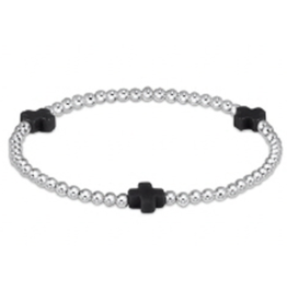 ENEWTON DESIGN Signature Cross Sterling Silver Pattern 3mm Bead Bracelet - Onyx