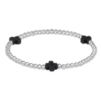 ENEWTON DESIGN Signature Cross Sterling Silver Pattern 3mm Bead Bracelet - Onyx
