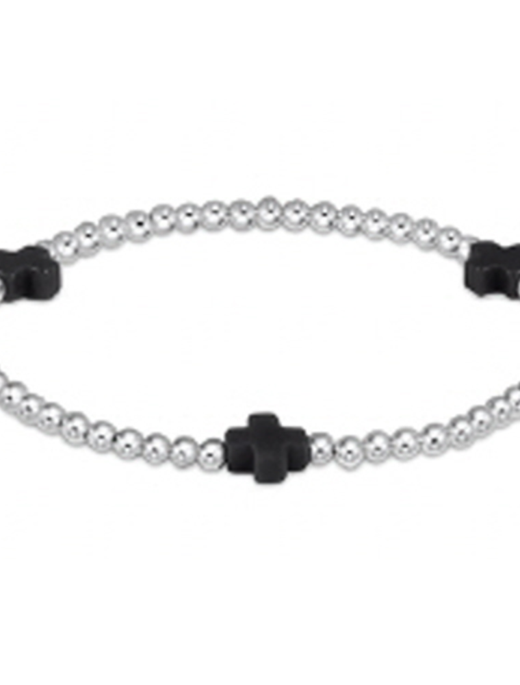 ENEWTON DESIGN Signature Cross Sterling Silver Pattern 3mm Bead Bracelet - Onyx