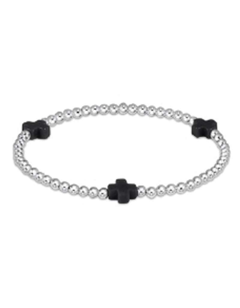 ENEWTON DESIGN Signature Cross Sterling Silver Pattern 3mm Bead Bracelet - Onyx
