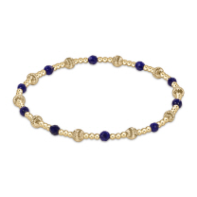 Dignity Sincerity Pattern Bead Bracelet - Lapis/Gold