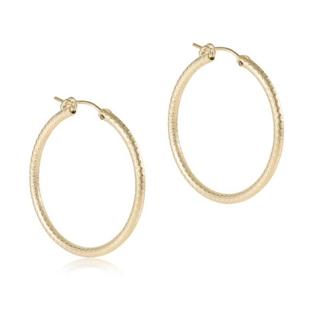 Textured Round 1.25" Hoop Earring - Gold