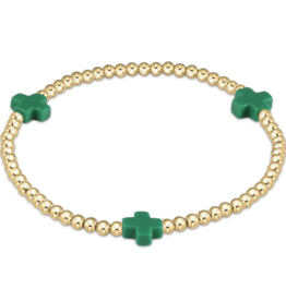 ENEWTON DESIGN Signature Cross Gold Pattern 3mm Bead Bracelet - Emerald