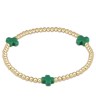 ENEWTON DESIGN Signature Cross Gold Pattern 3mm Bead Bracelet - Emerald
