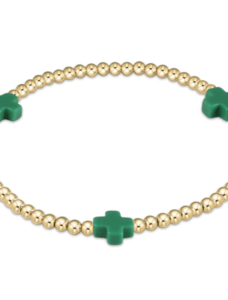 ENEWTON DESIGN Signature Cross Gold Pattern 3mm Bead Bracelet - Emerald
