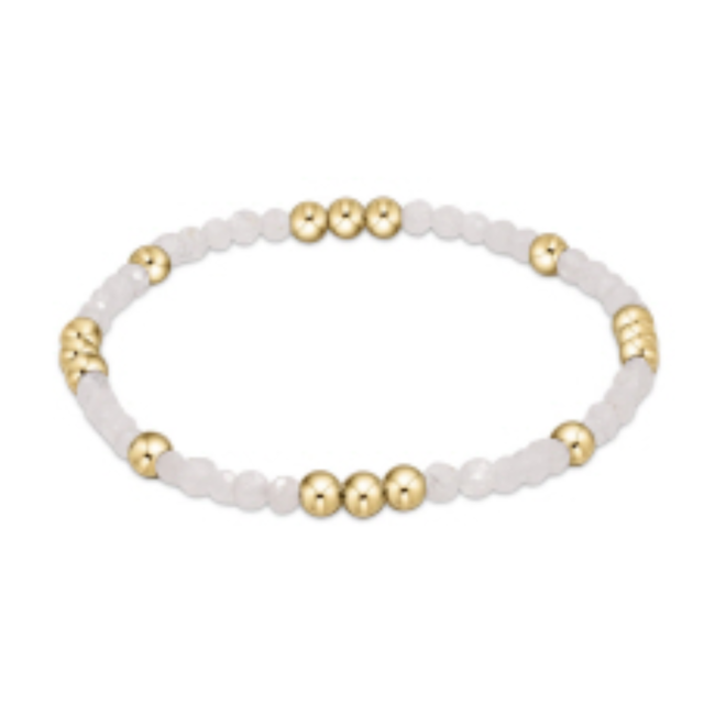 Worthy Pattern 3mm Bead Bracelet - Moonstone/Gold