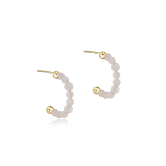 ENEWTON DESIGN Gemstone 3mm Beaded 1" Post Hoop Earrings - Moonstone/Gold